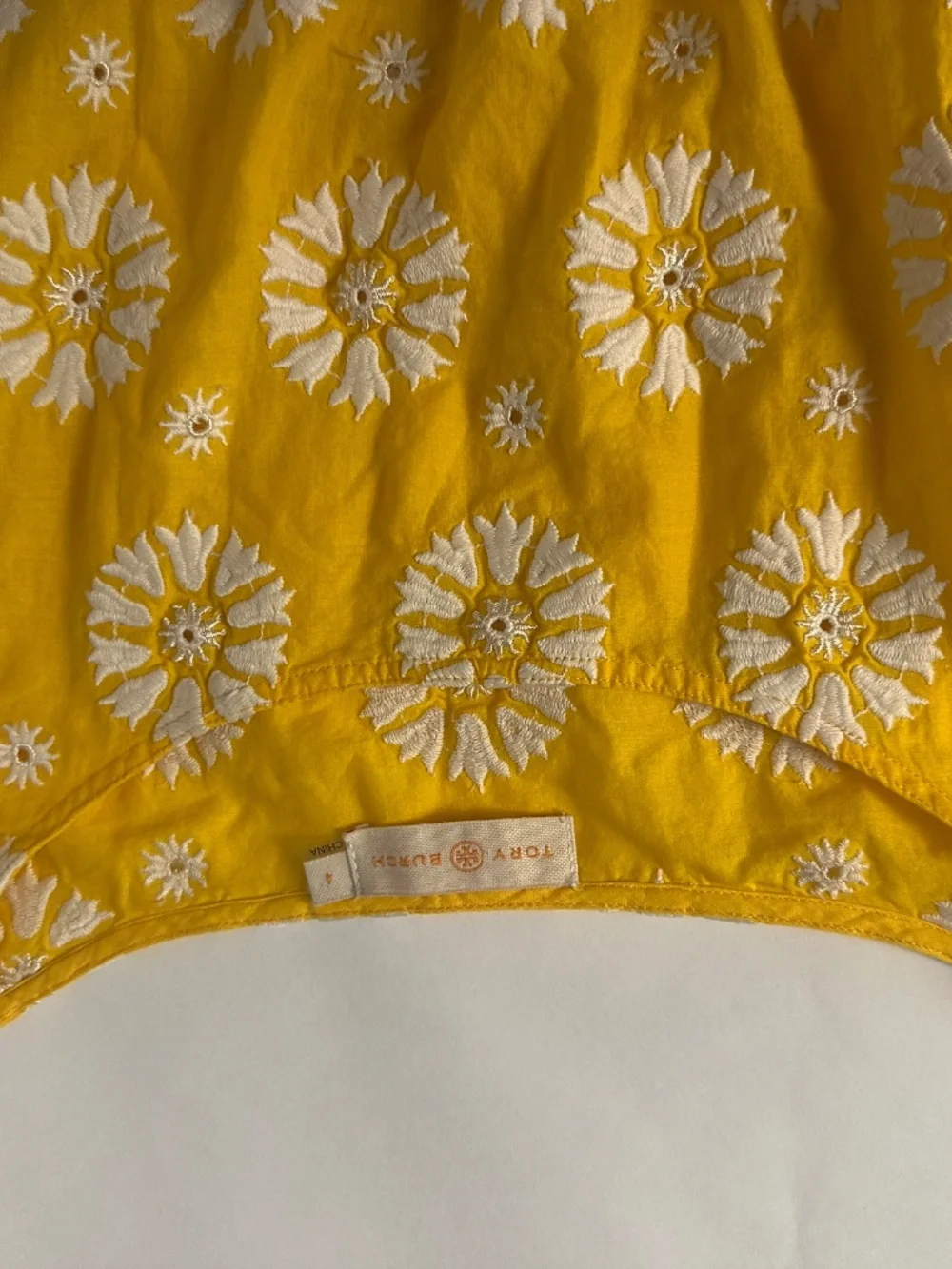 Tory Burch yellow dress with white flower print US size 4